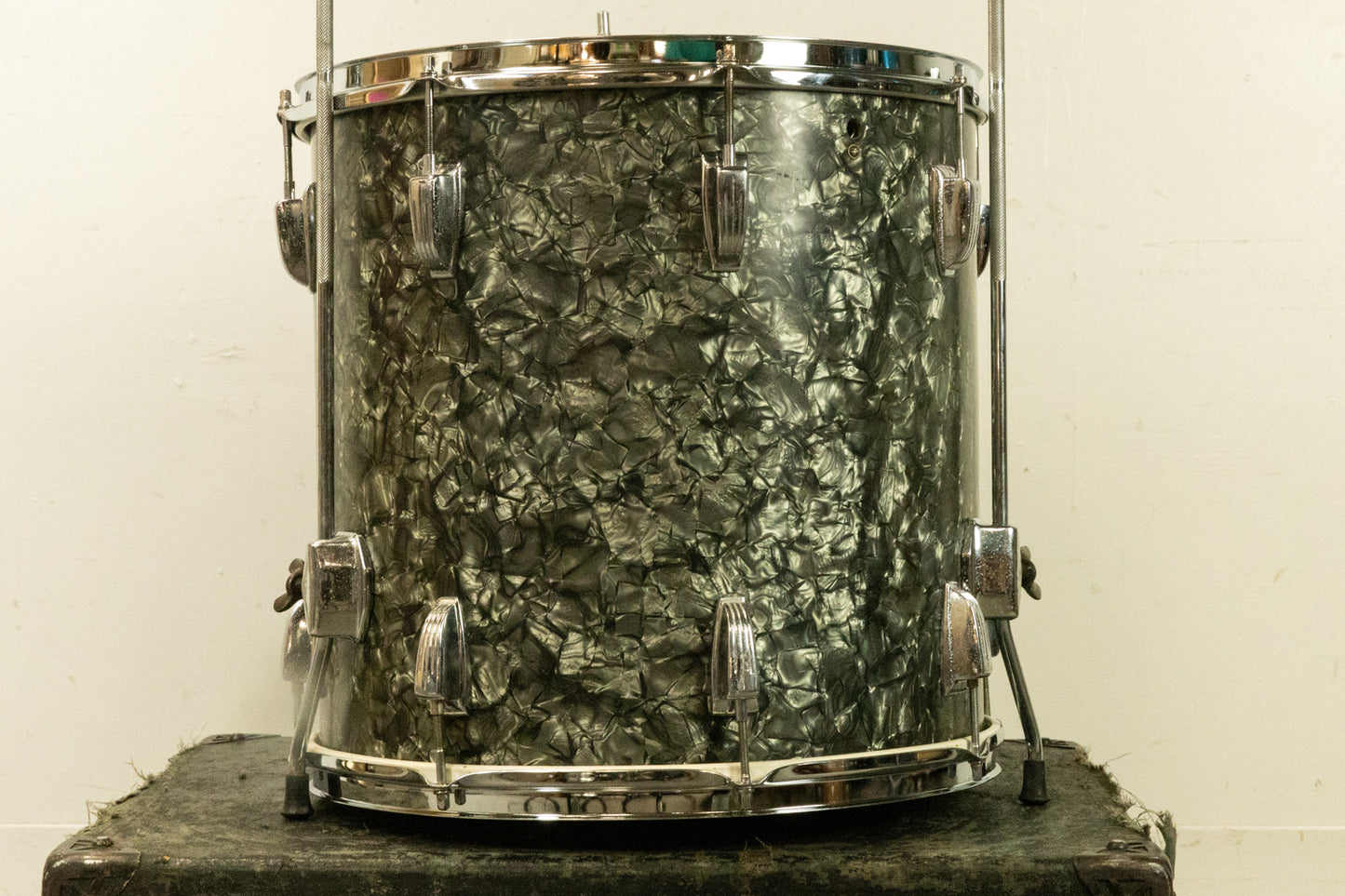 1960s Ludwig 16x16 Black Diamond Pearl Floor Tom
