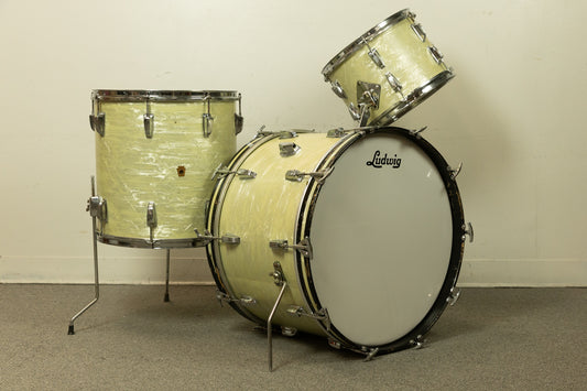 1960s Ludwig Pre-Serial Super Classic White Marine Pearl Drum Set