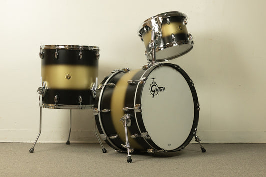 Gretsch USA Custom Black and Gold Duco Drum Set 14x22 9x13 and 16x16