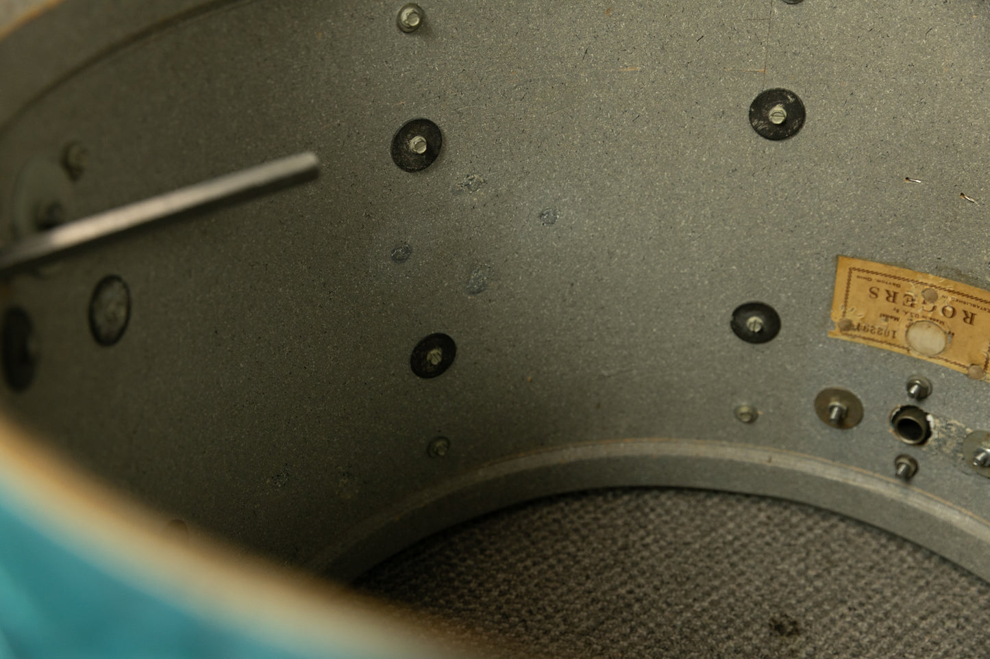 1960s Rogers Aqua Satin Flame Drum Set 14x18 14x14 and 8x12