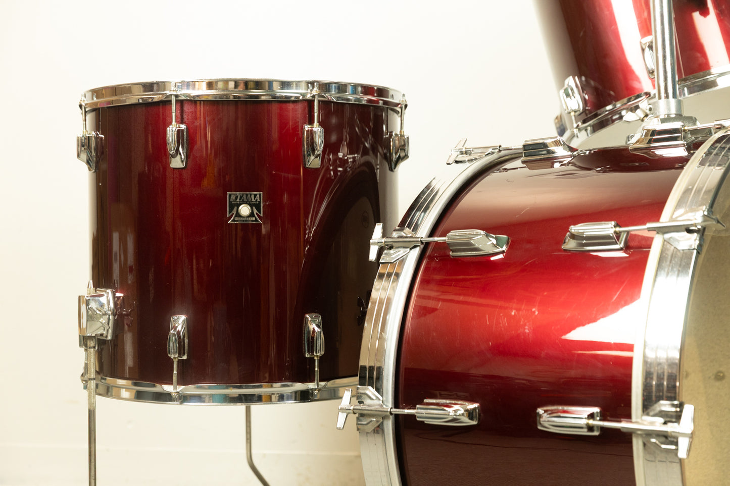 1980s Tama Imperialstar Wine Red 14x26 14x15 and 16x18 Drum Set