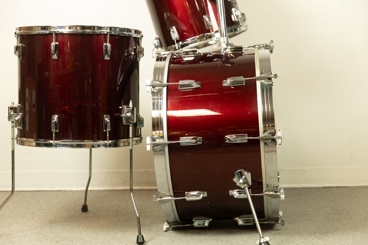 1980s Tama Imperialstar Wine Red 14x26 14x15 and 16x18 Drum Set
