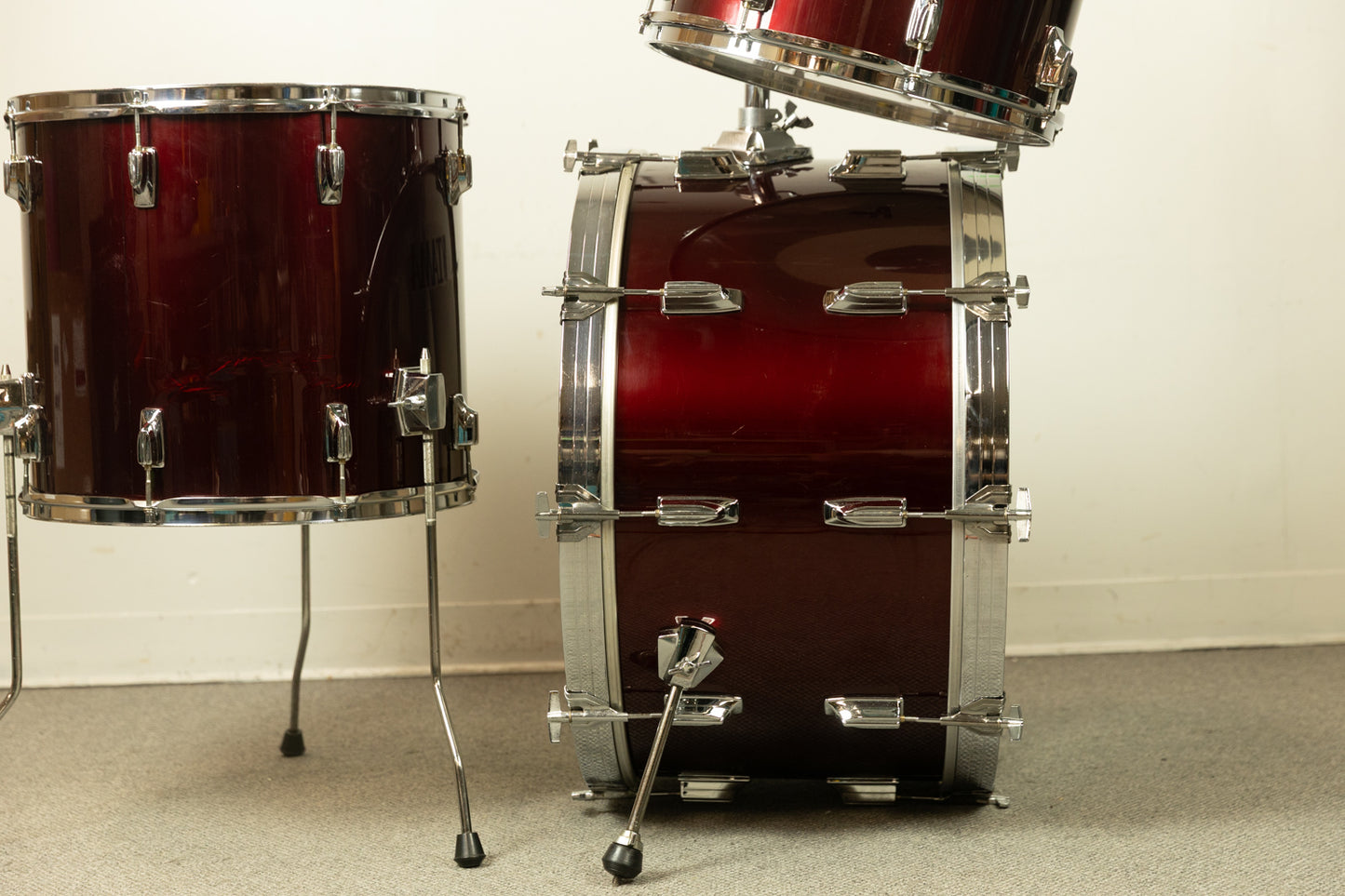 1980s Tama Imperialstar Wine Red 14x26 14x15 and 16x18 Drum Set