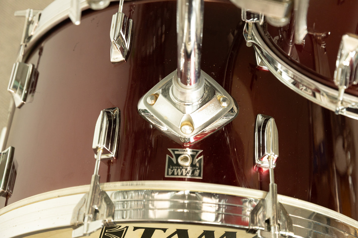 1980s Tama Imperialstar Wine Red 14x26 14x15 and 16x18 Drum Set