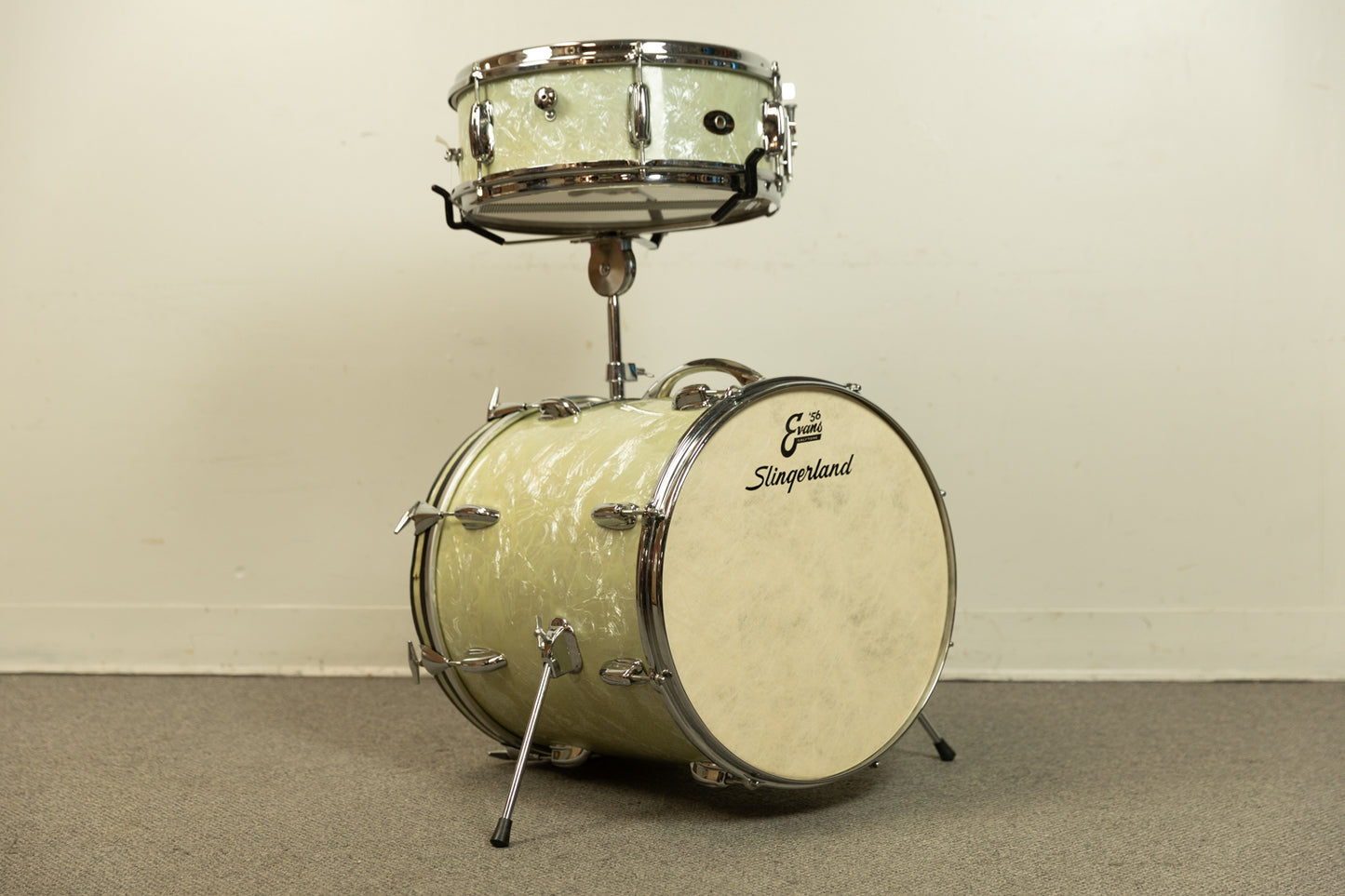 1960s Slingerland Cocktail Outfit White Marine Pearl Drum Set