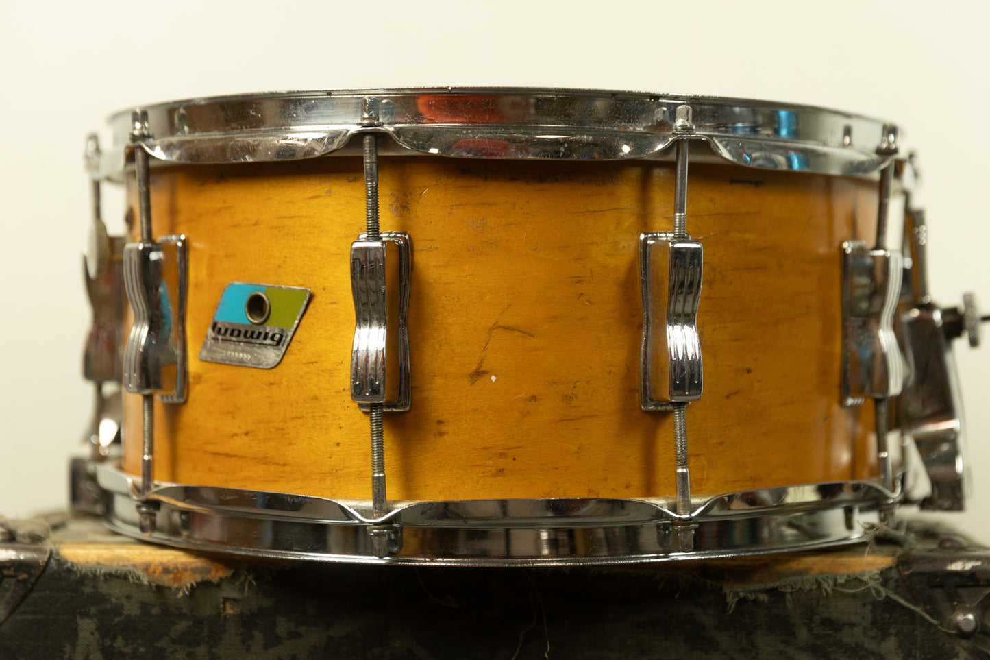 1970s Ludwig 6.5x14 Rock/Concert Natural Maple Wood Snare Drum