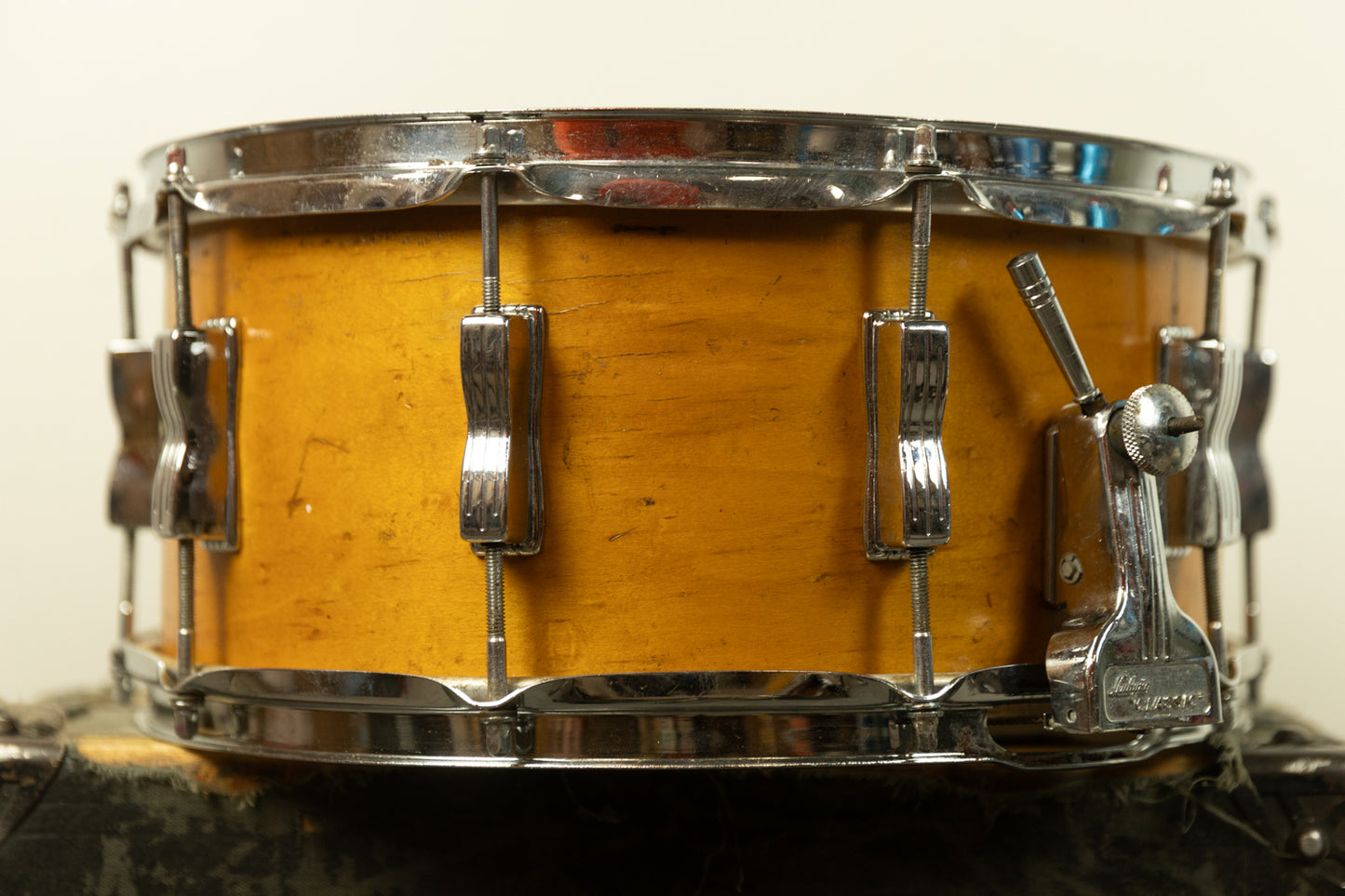 1970s Ludwig 6.5x14 Rock/Concert Natural Maple Wood Snare Drum