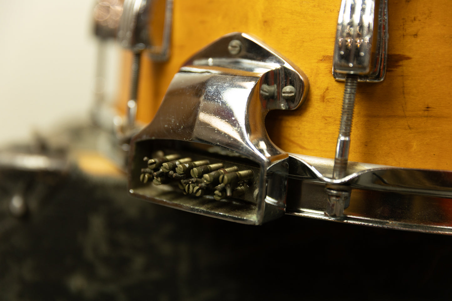 1970s Ludwig 6.5x14 Rock/Concert Natural Maple Wood Snare Drum