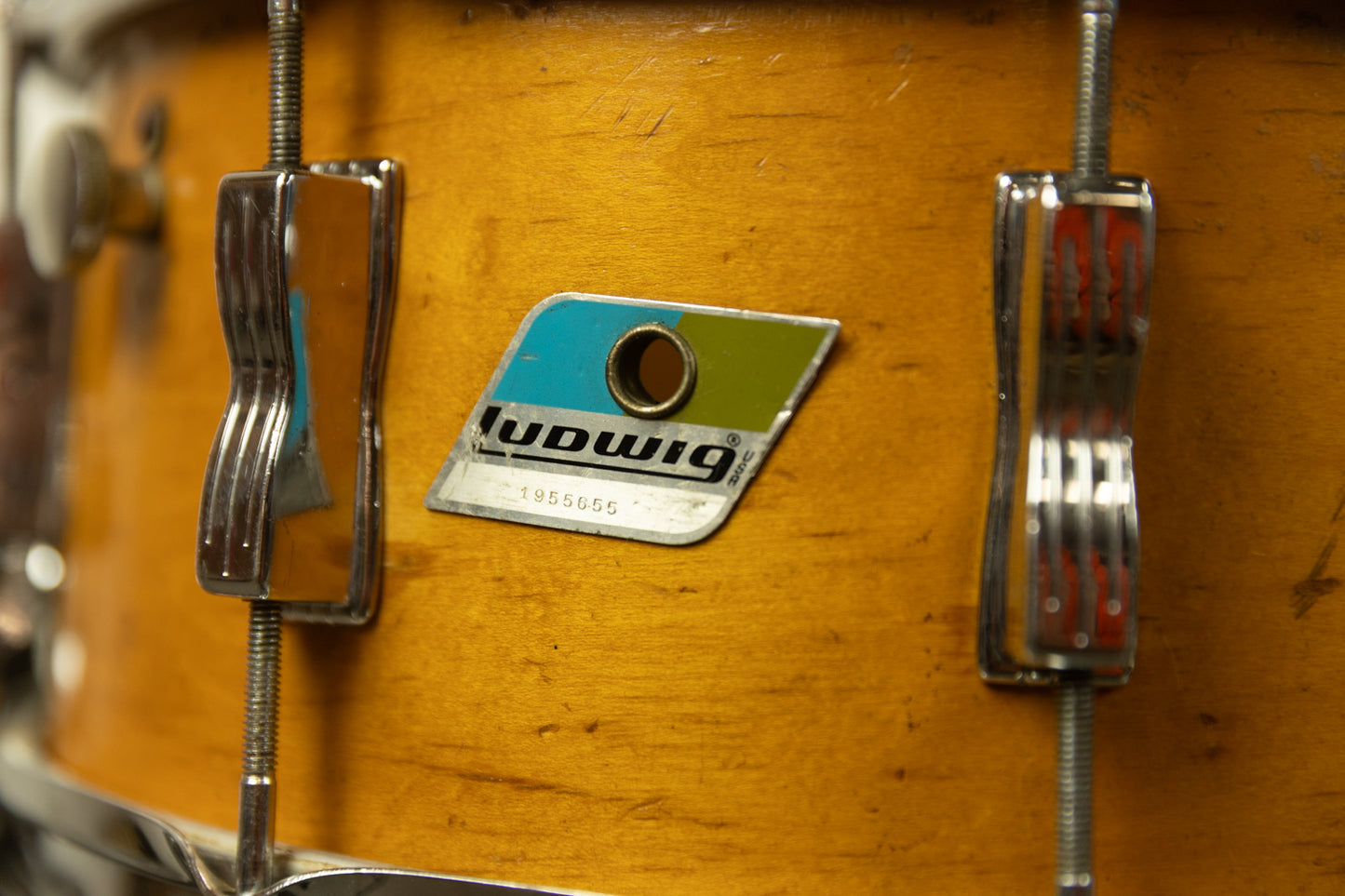 1970s Ludwig 6.5x14 Rock/Concert Natural Maple Wood Snare Drum