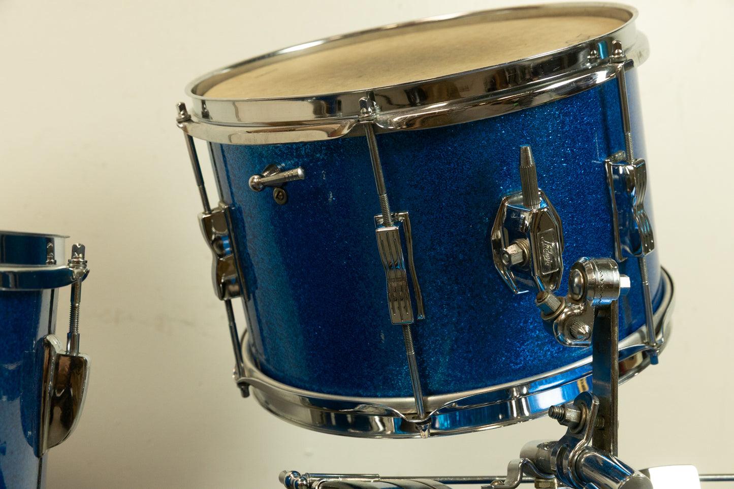 1960s Ludwig Blue Sparkle 14x20 8x12 and 16x16 Drum Set
