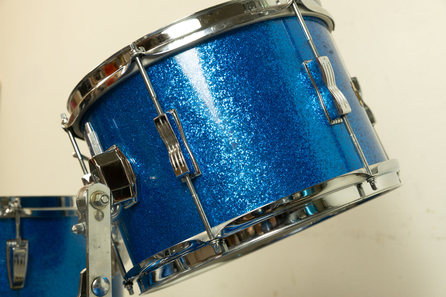 1960s Ludwig Blue Sparkle 14x20 8x12 and 16x16 Drum Set