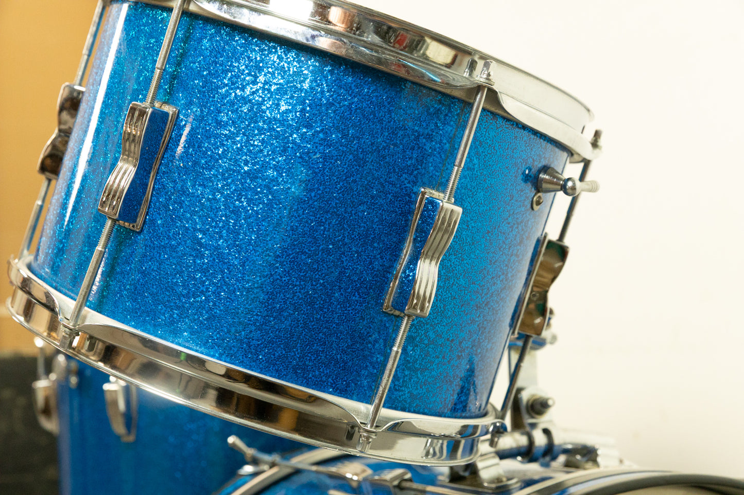 1960s Ludwig Blue Sparkle 14x20 8x12 and 16x16 Drum Set