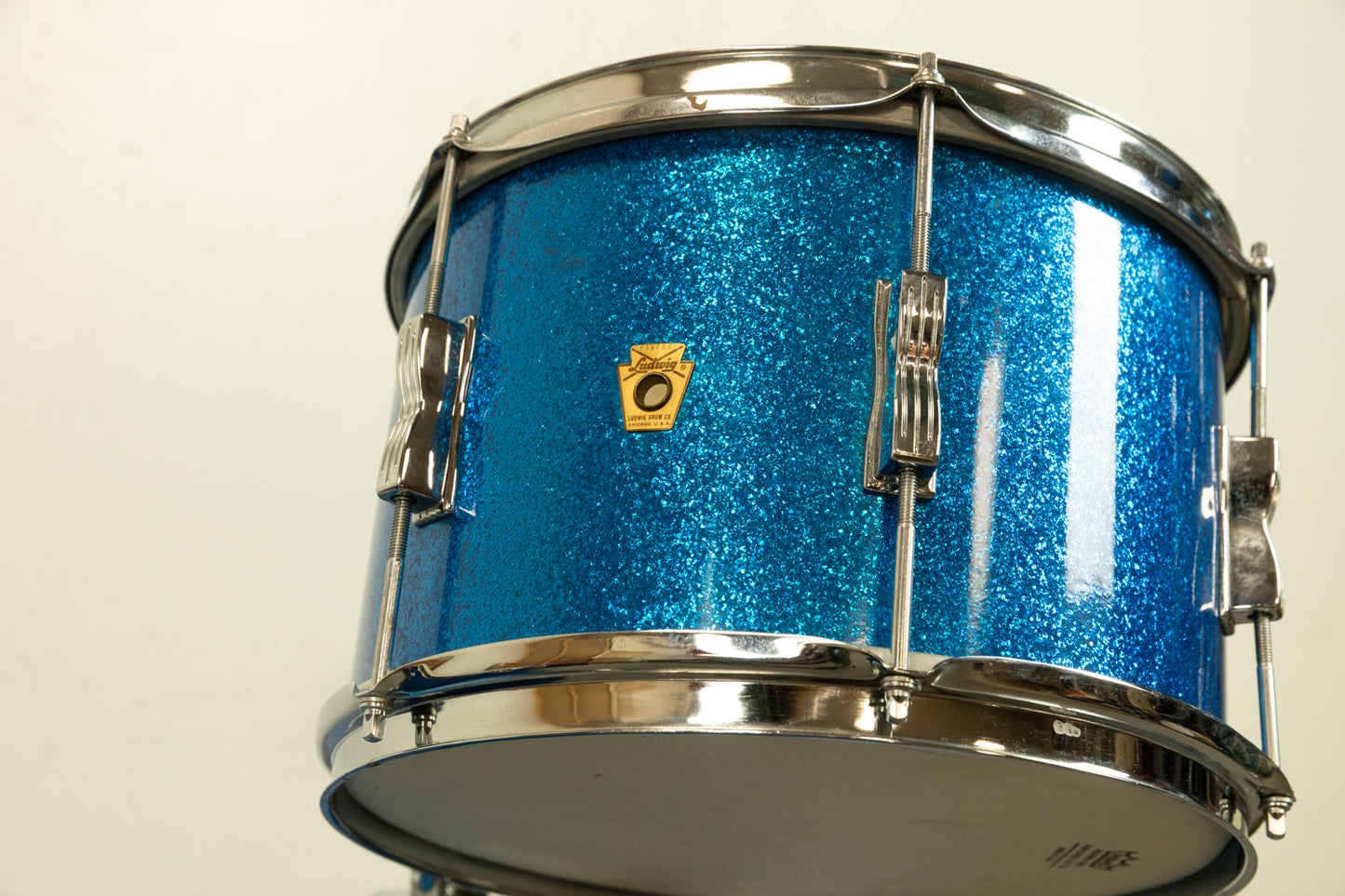 1960s Ludwig Blue Sparkle 14x20 8x12 and 16x16 Drum Set