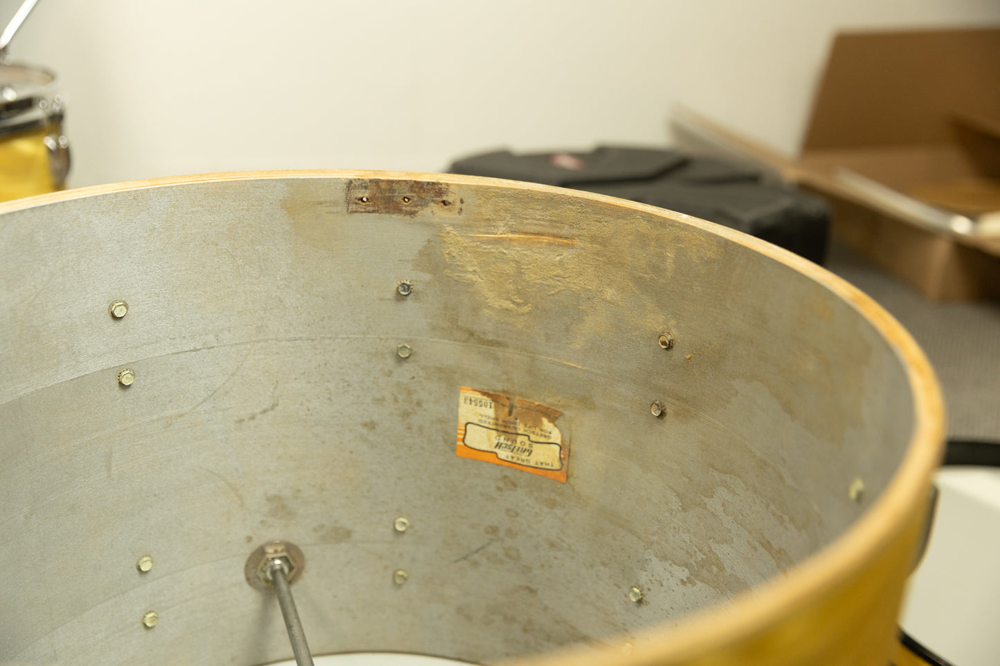 1960s Gretsch Gold Satin Flame "Double Bass" Drum Set