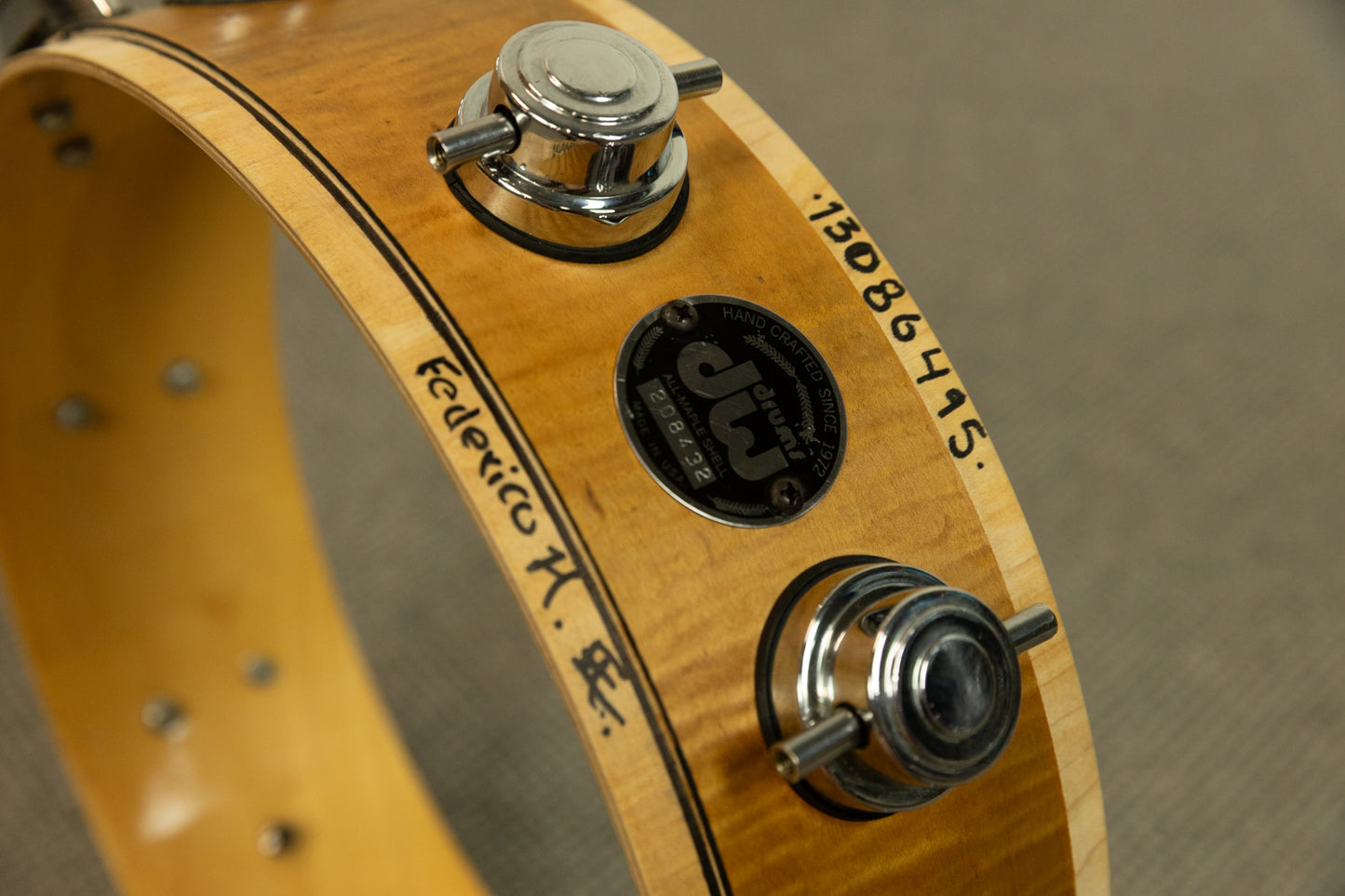 2001 DW 6x14 Natural Satin Oil Edge Snare Drum