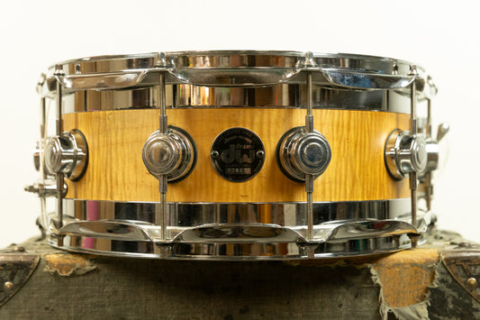 2001 DW 6x14 Natural Satin Oil Edge Snare Drum
