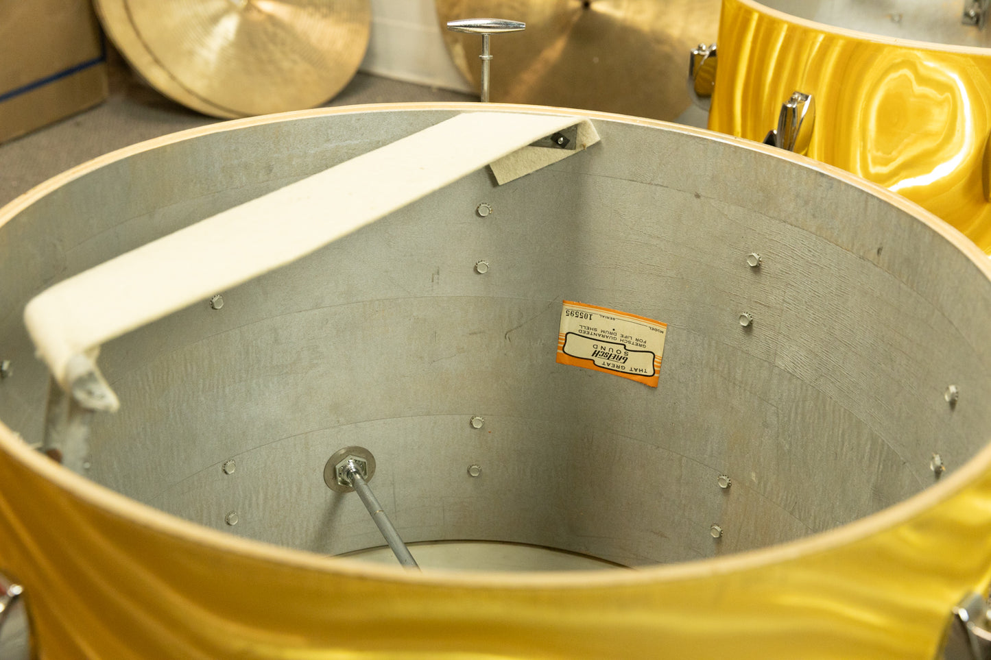 1960s Gretsch Gold Satin Flame "Double Bass" Drum Set