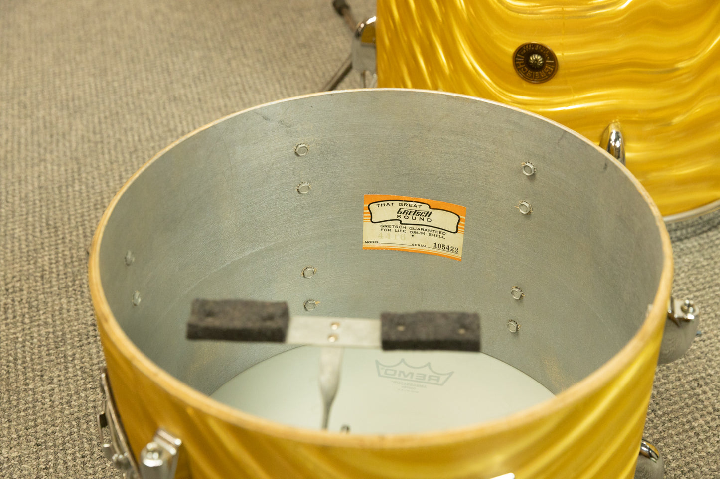 1960s Gretsch Gold Satin Flame "Double Bass" Drum Set