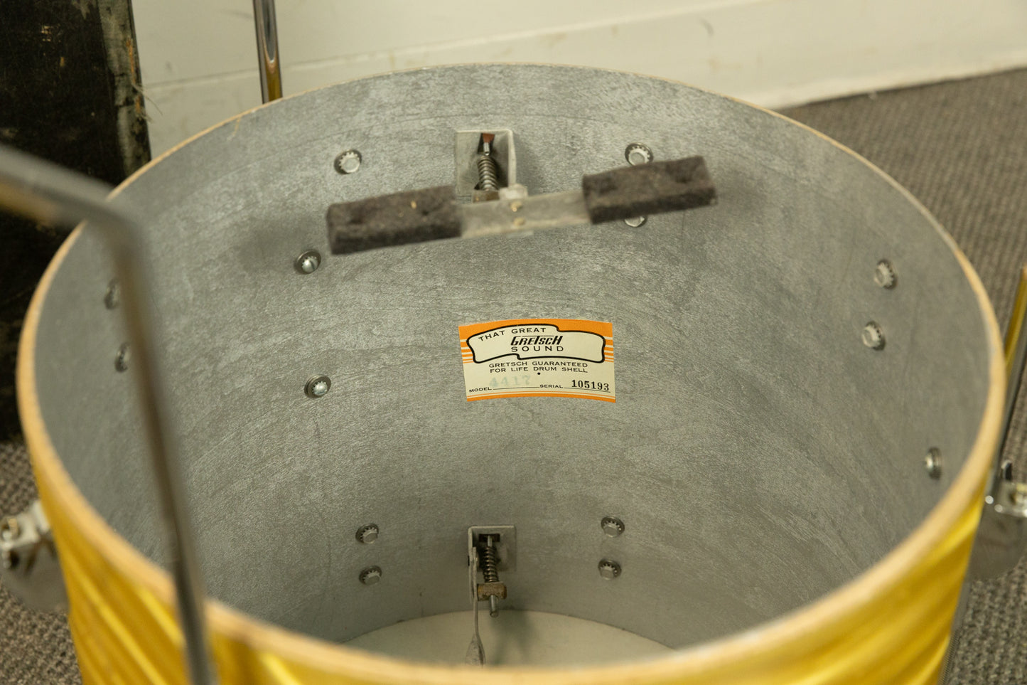 1960s Gretsch Gold Satin Flame "Double Bass" Drum Set