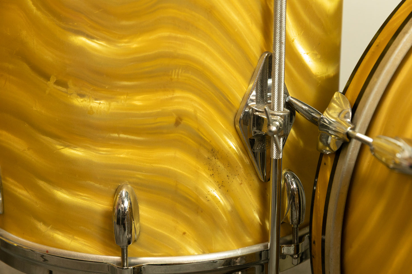 1960s Gretsch Gold Satin Flame "Double Bass" Drum Set