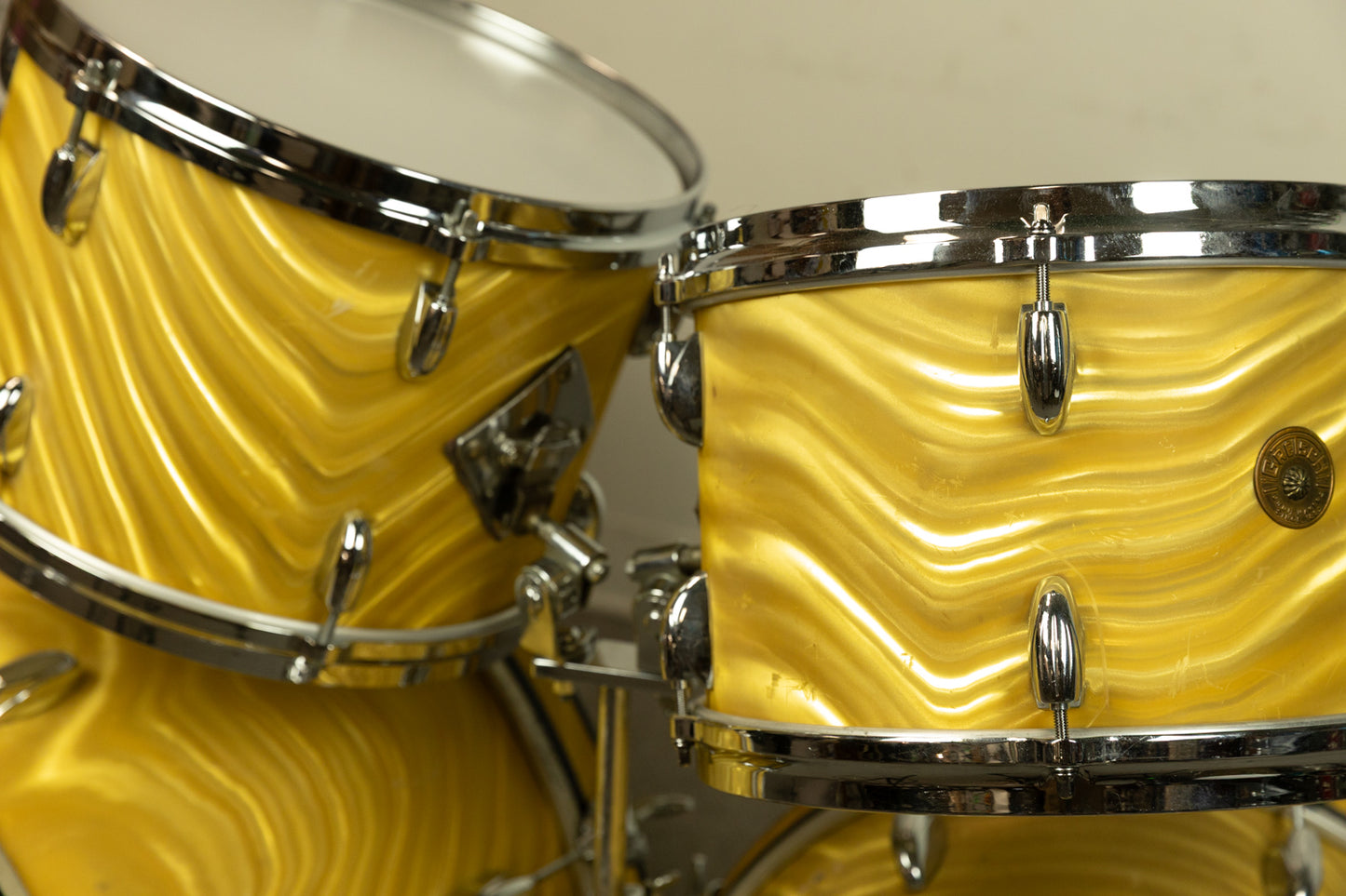 1960s Gretsch Gold Satin Flame "Double Bass" Drum Set