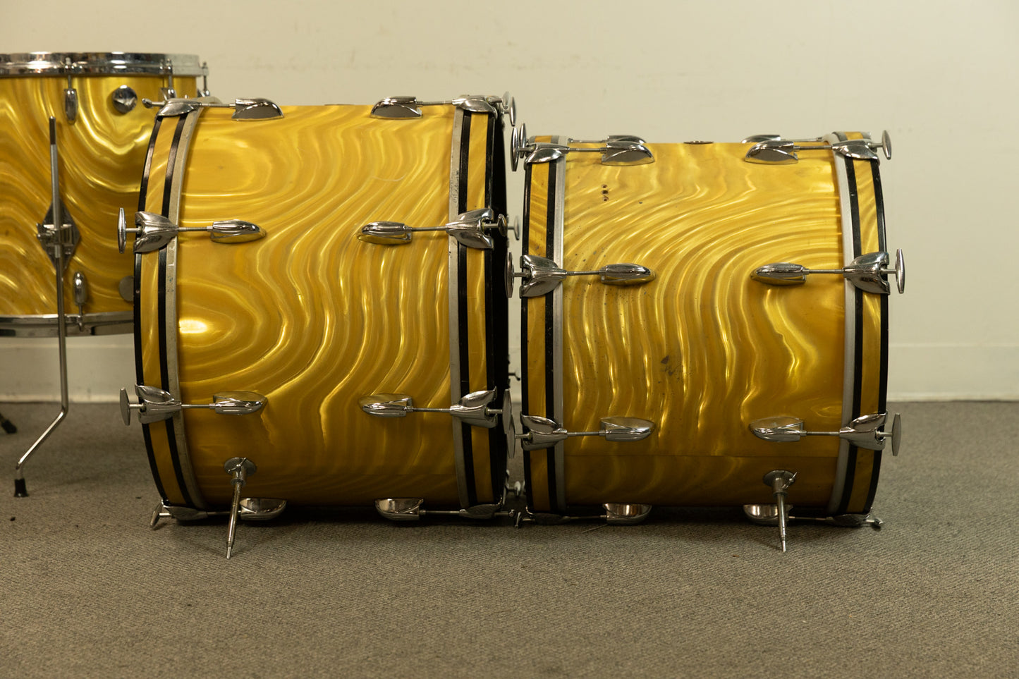 1960s Gretsch Gold Satin Flame "Double Bass" Drum Set