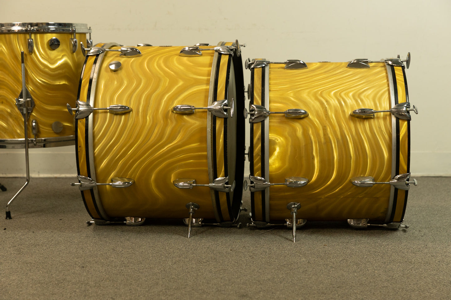 1960s Gretsch Gold Satin Flame "Double Bass" Drum Set