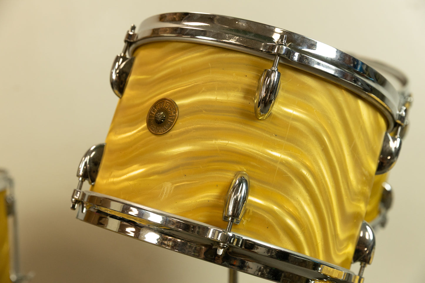 1960s Gretsch Gold Satin Flame "Double Bass" Drum Set