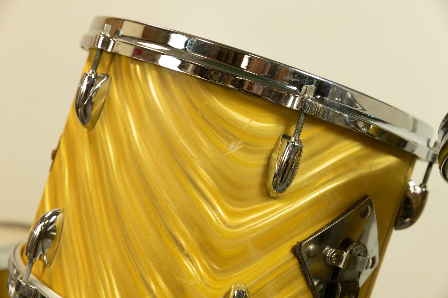1960s Gretsch Gold Satin Flame "Double Bass" Drum Set