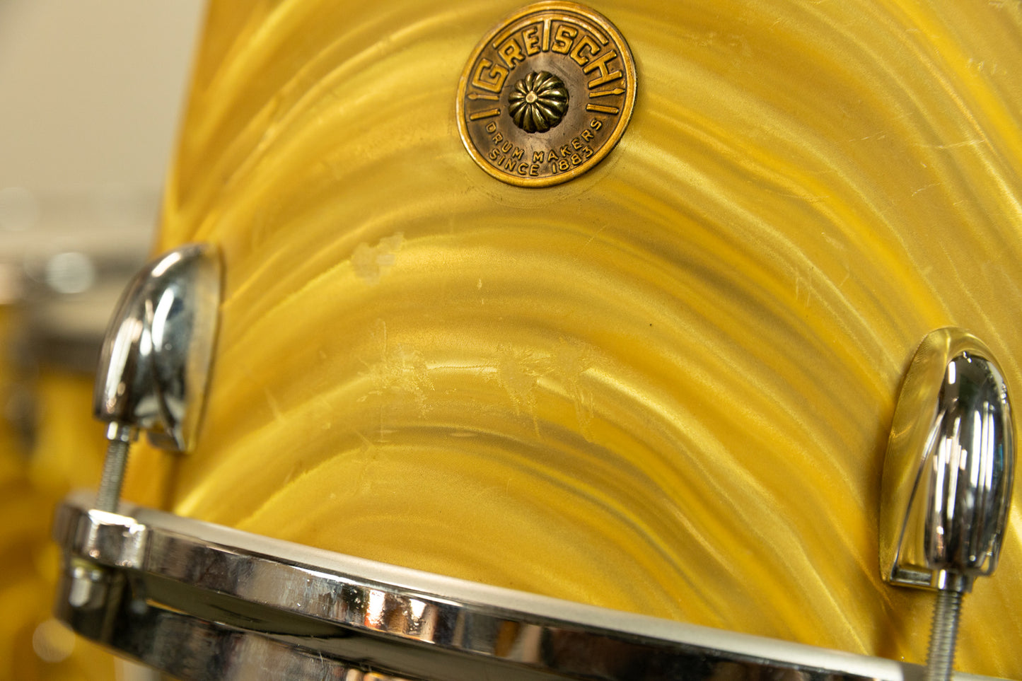 1960s Gretsch Gold Satin Flame "Double Bass" Drum Set