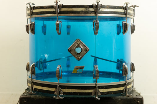 1970s Ludwig 14x22 Blue Vistalite Bass Drum