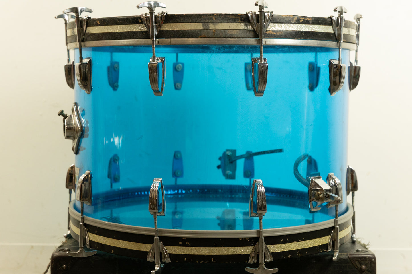1970s Ludwig 14x22 Blue Vistalite Bass Drum