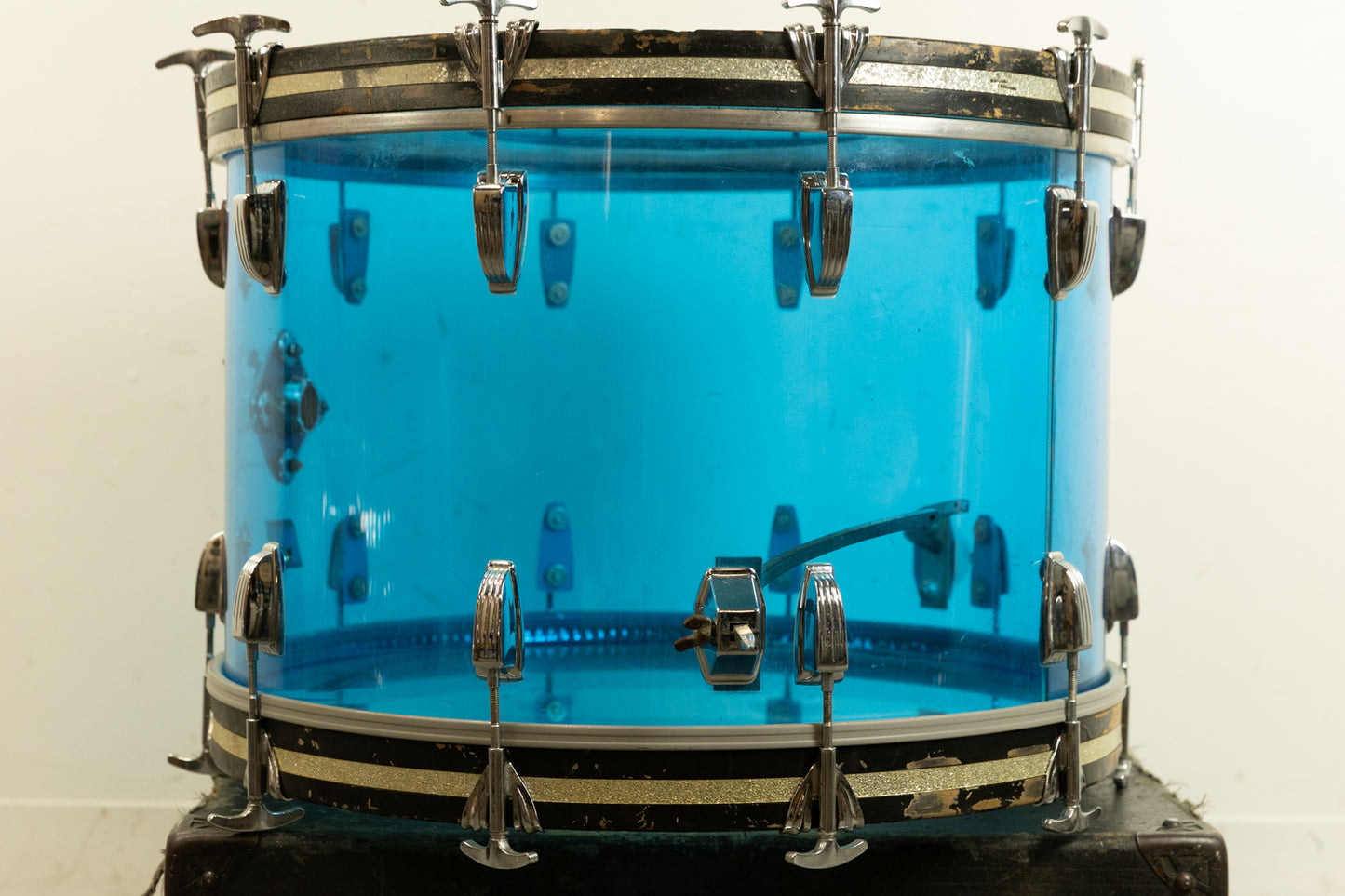 1970s Ludwig 14x22 Blue Vistalite Bass Drum