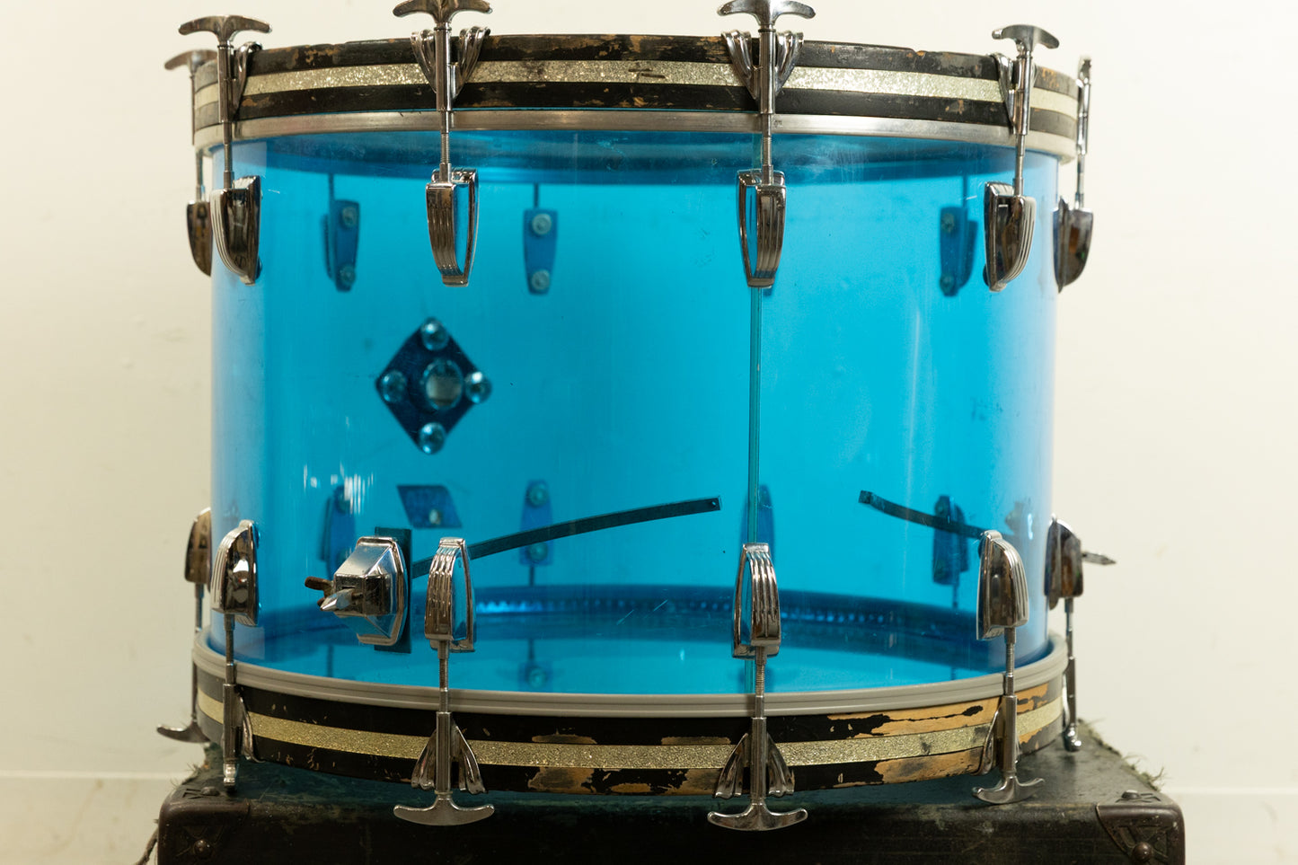 1970s Ludwig 14x22 Blue Vistalite Bass Drum