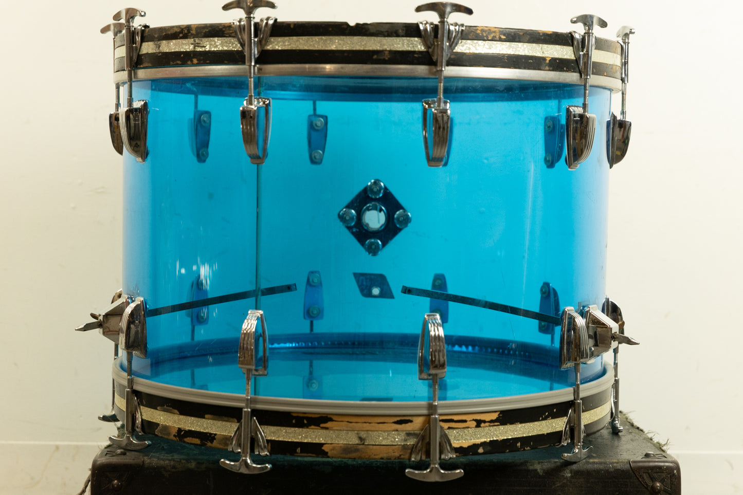 1970s Ludwig 14x22 Blue Vistalite Bass Drum