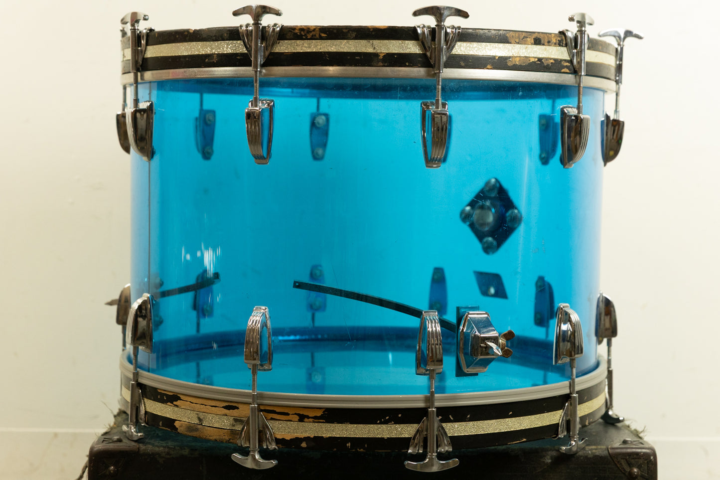 1970s Ludwig 14x22 Blue Vistalite Bass Drum