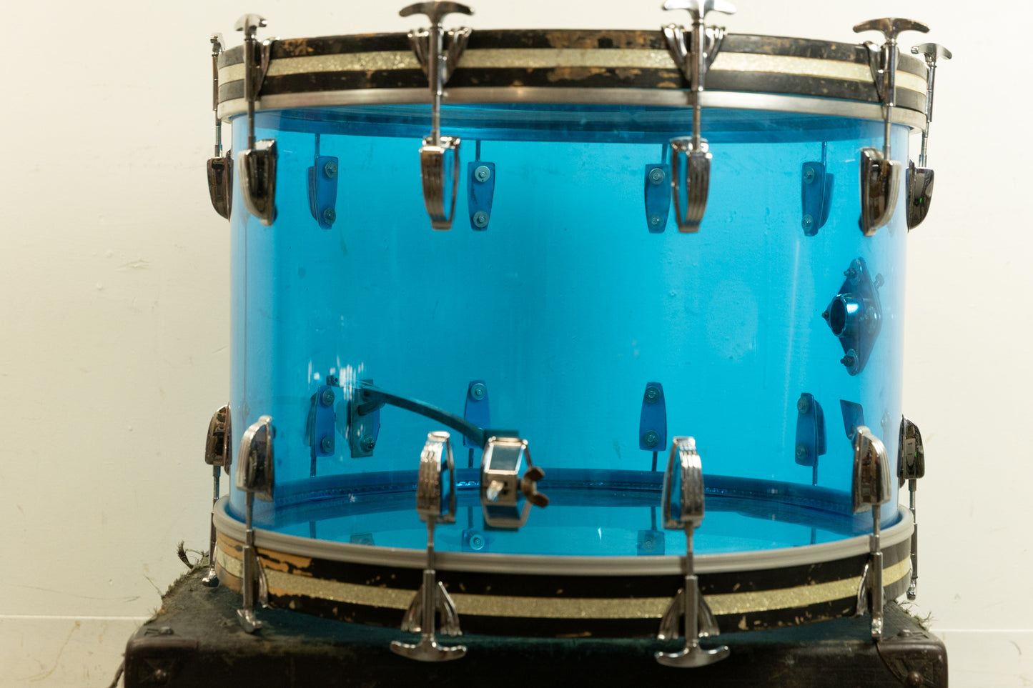 1970s Ludwig 14x22 Blue Vistalite Bass Drum