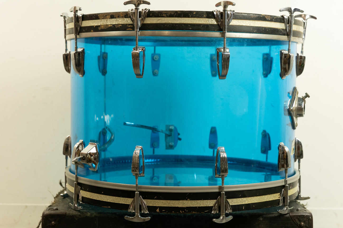 1970s Ludwig 14x22 Blue Vistalite Bass Drum
