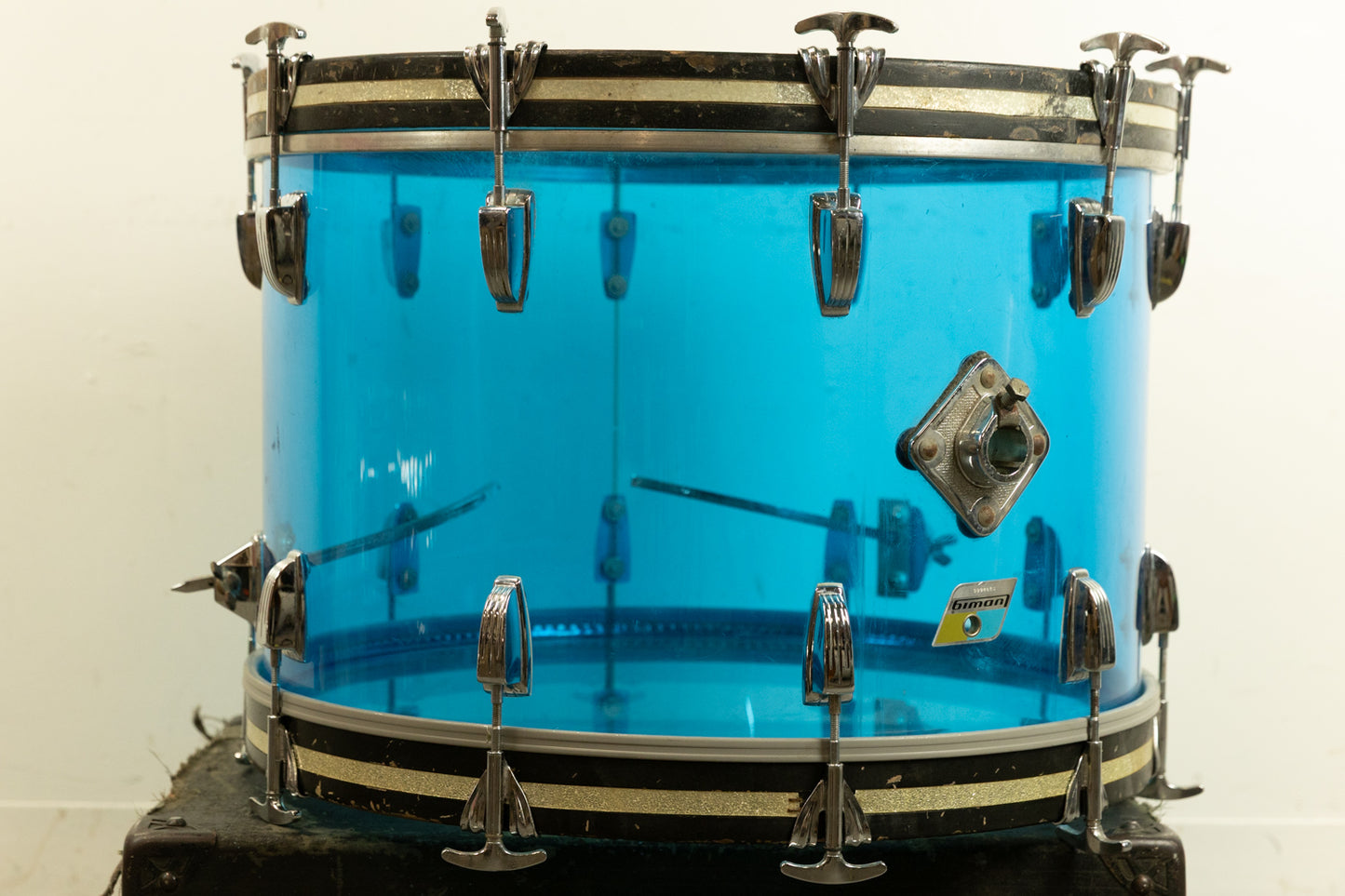 1970s Ludwig 14x22 Blue Vistalite Bass Drum