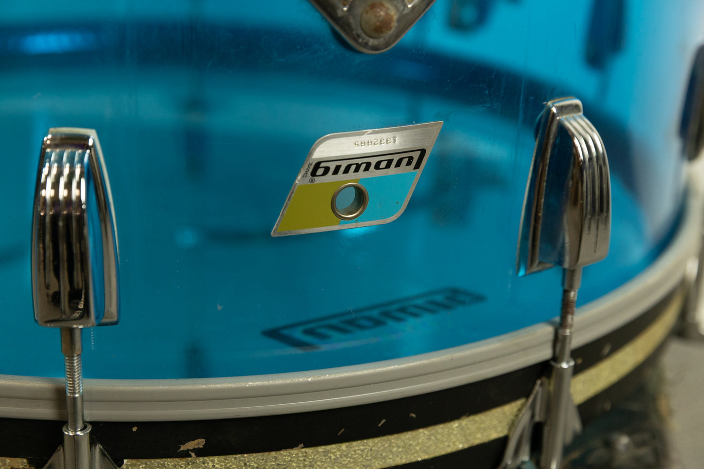 1970s Ludwig 14x22 Blue Vistalite Bass Drum