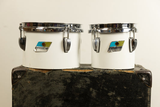 1970s Ludwig 6" and 8" White Cortex Concert Toms