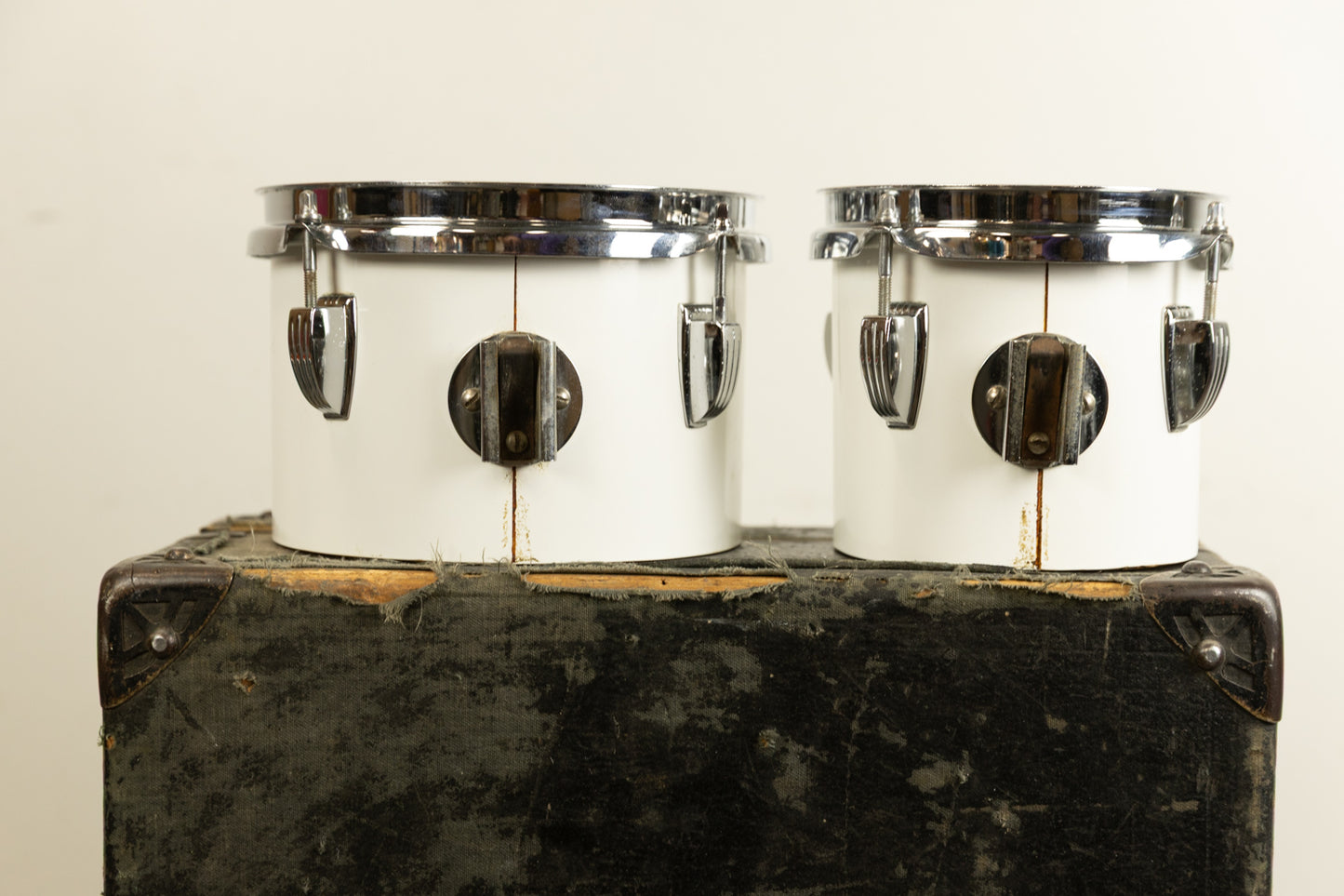 1970s Ludwig 6" and 8" White Cortex Concert Toms