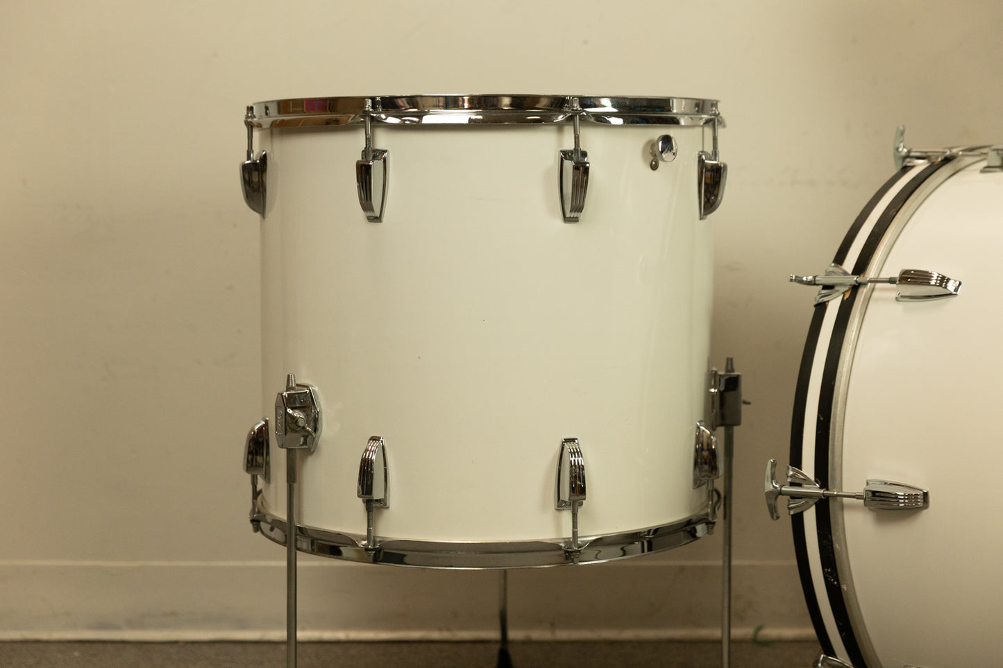 1970s Ludwig White Cortex 14x24 12x15 and 16x18 Drum Set