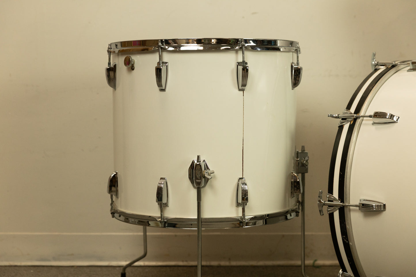 1970s Ludwig White Cortex 14x24 12x15 and 16x18 Drum Set
