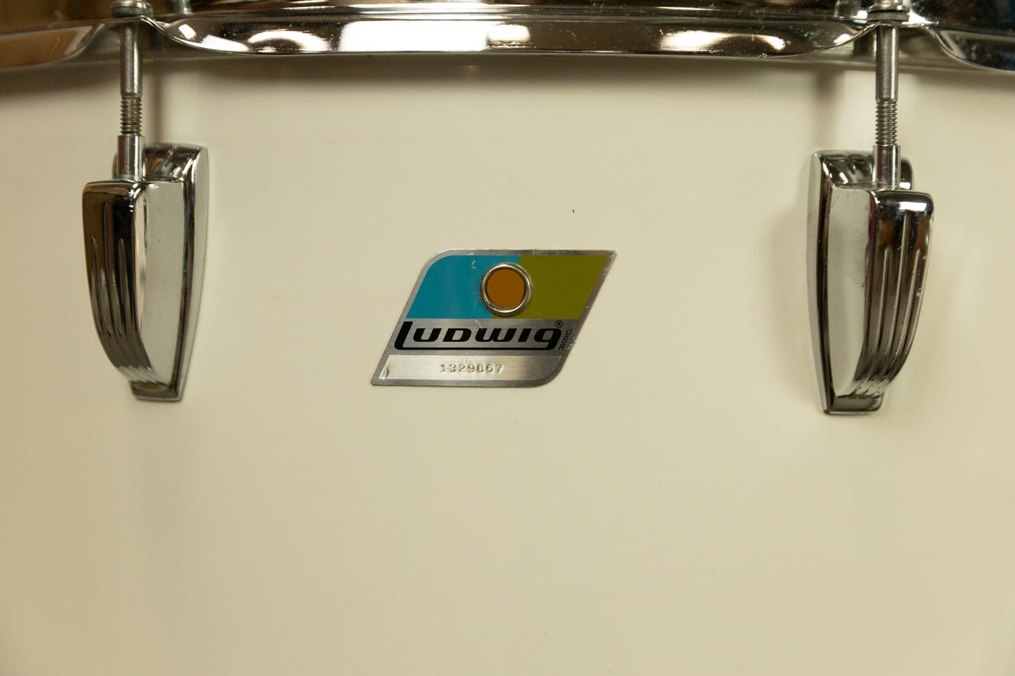 1970s Ludwig White Cortex 14x24 12x15 and 16x18 Drum Set