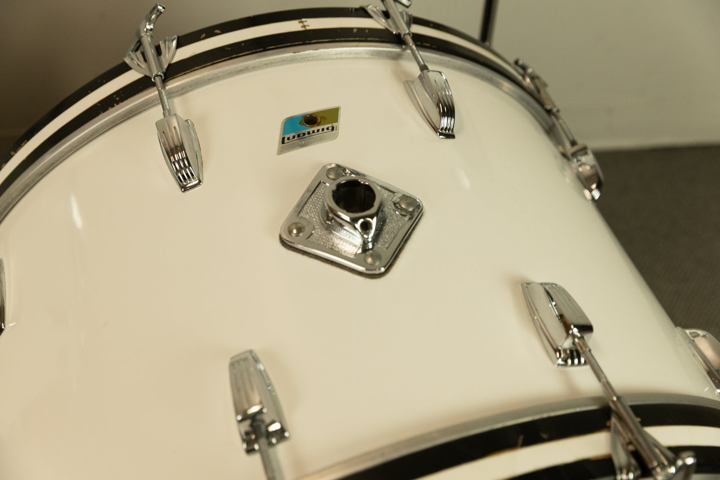 1970s Ludwig White Cortex 14x24 12x15 and 16x18 Drum Set