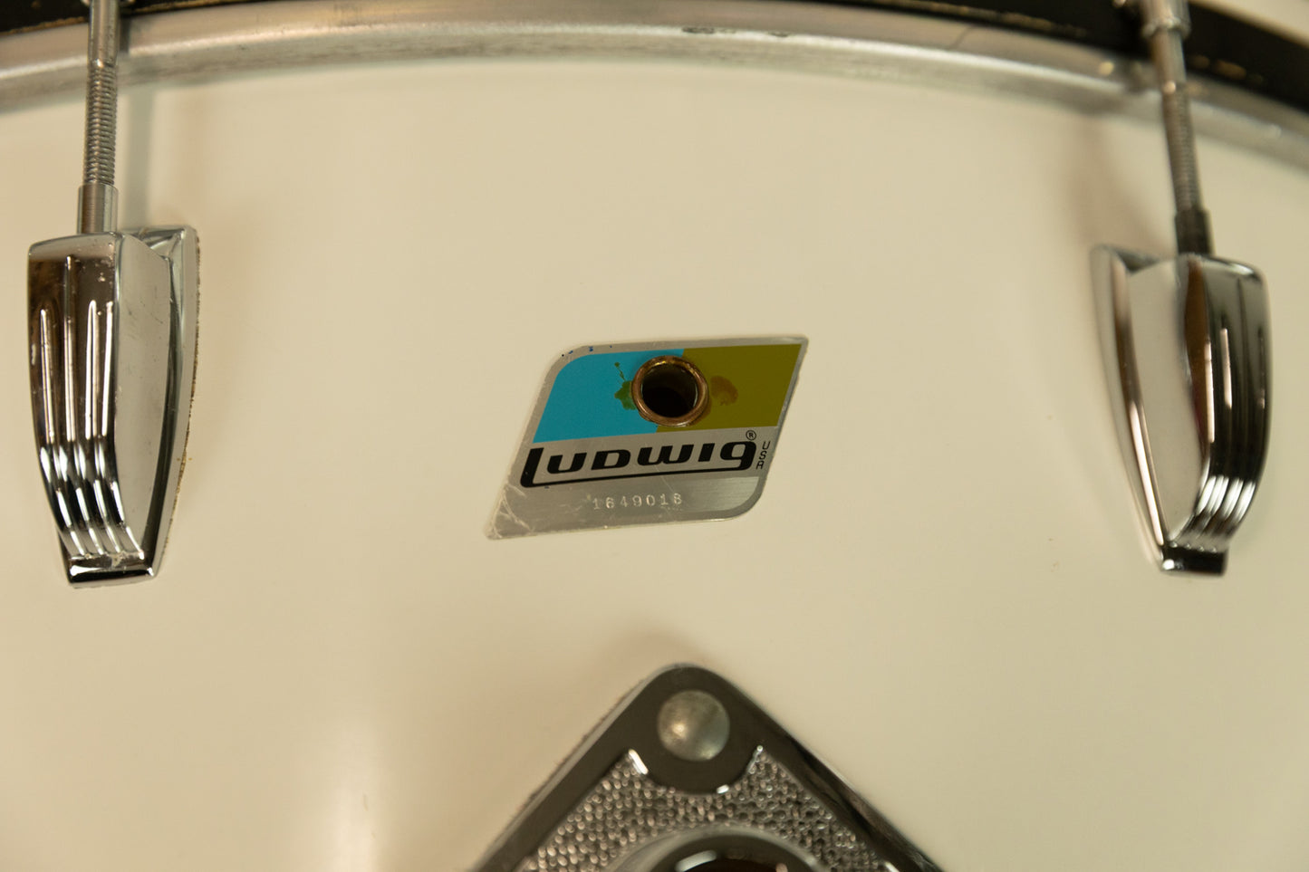 1970s Ludwig White Cortex 14x24 12x15 and 16x18 Drum Set