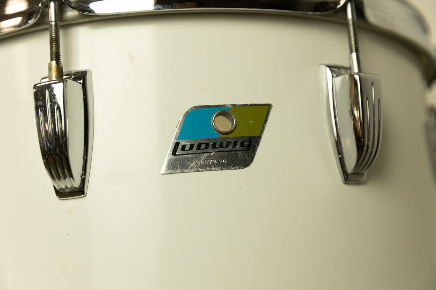 1970s Ludwig White Cortex 14x24 12x15 and 16x18 Drum Set