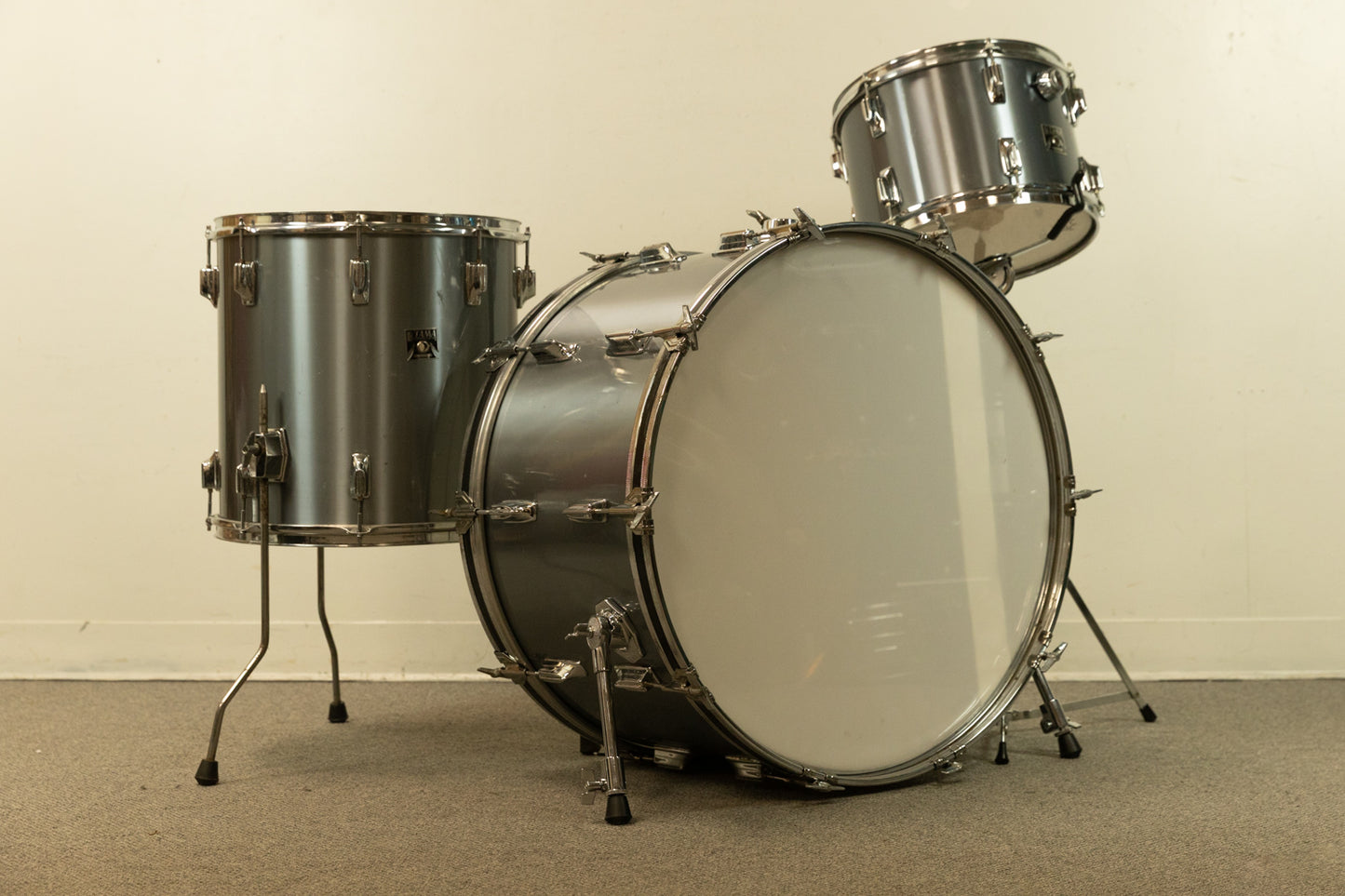 1970s Tama Imperialstar Royal Pewter Drum Set 14x26 9x13 and 16x16