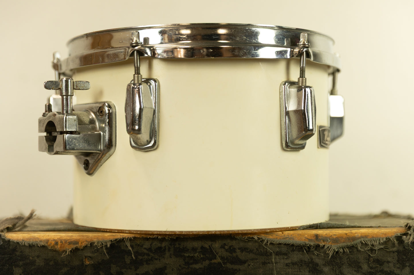 1970s Pearl 6.5x10 White Fiberglass Concert Tom